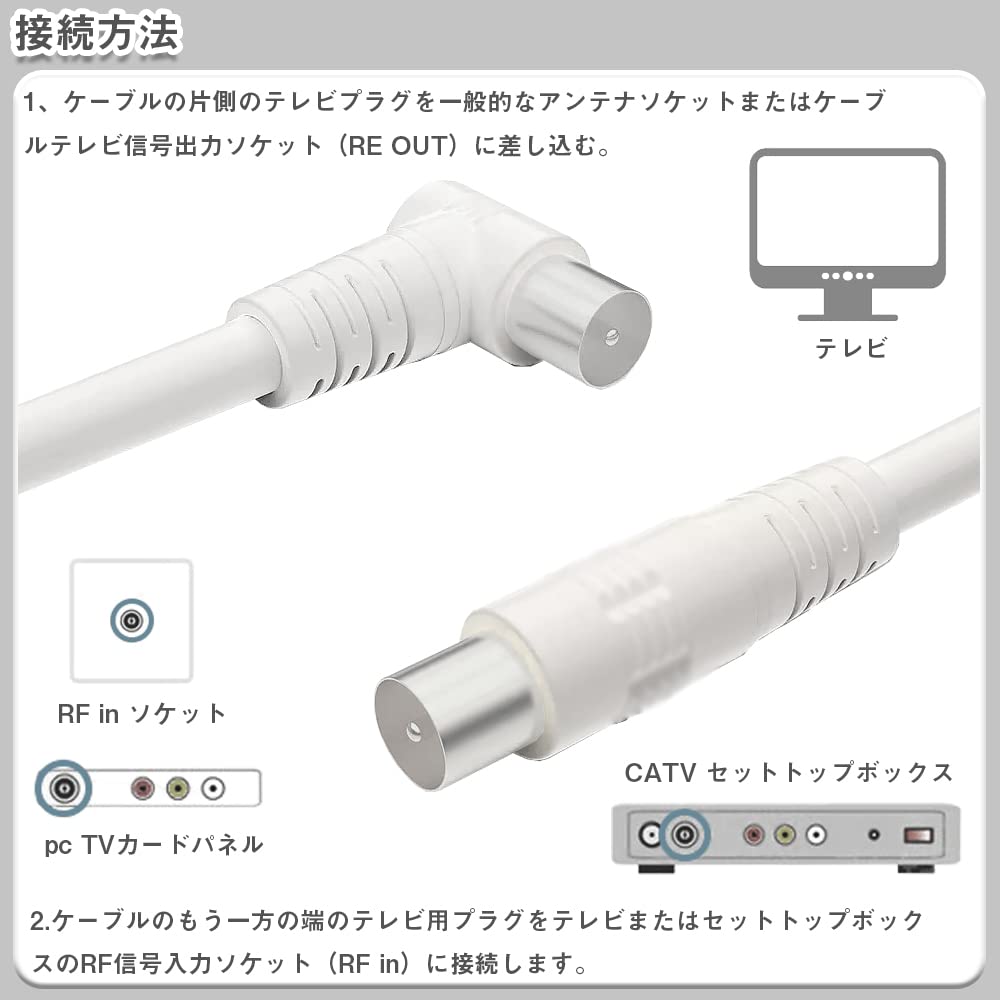 Amazon | アンテナケーブル 3m 1セット L型プラグ⇔ストレートプラグ